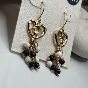 A & I Earrings Gold Navy Dangle